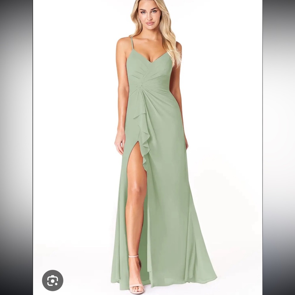 Azazie dusty sage bridesmaid dress